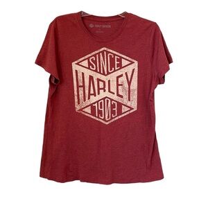 Harley Davidson Graphic Tee Vintage Style Women's T-shirt Since 1903 Red XL